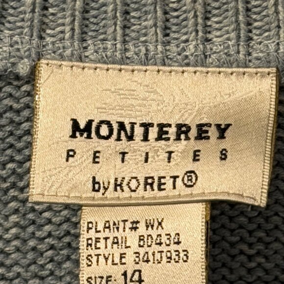Monterey  By Koret Womens Blue Knit & Faux Suede Zip Front Vest Size 14P - Picture 3 of 12